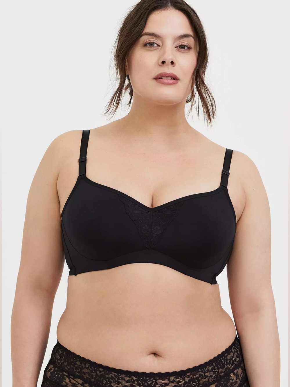 Torrid Curve Black Mid Impact Underwire Lace Inset Sports Bra 38B